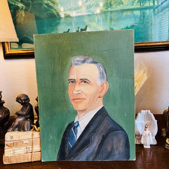 Original 1960's Oil painting of cool looking man - Picture 8 of 17